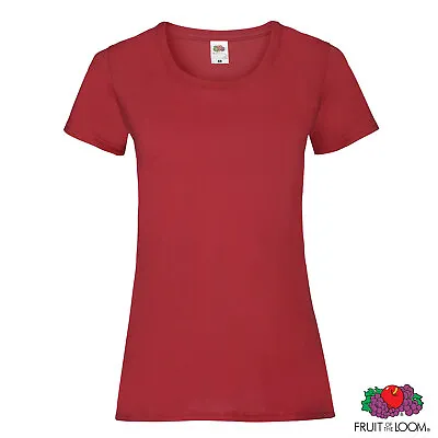 Fruit Of The Loom Ladies T Shirt Womens Plain Lady Fit Cotton Value Tee Top SS77 • £4.50