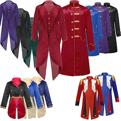 Kids Halloween Ringmaster Costume Medieval Tailcoat Jacket Steampunk Frock Coat • $14.30