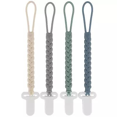 4-Pack Silicone Pacifier Clips With A Woven Rope Shape For Baby Boys And Girls - • $21.99