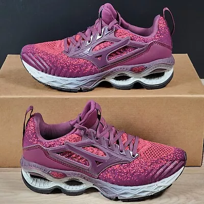 Mizuno Wave Creation Waveknit 2 Shoes Size 7 Womens Running Sneakers Pink Purple • $34.99
