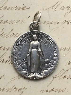 Miraculous Virgin Mary Medal - Sterling Silver Antique Replica • $60