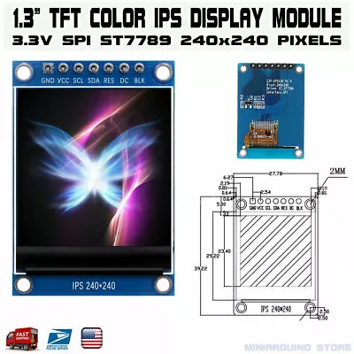 1.3 Inch Color IPS TFT LCD Display Screen Module ST7789 7 Pin 4 Wire SPI Port • $7.71