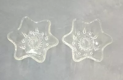Set Of 2 Vintage Clear Glass Star Shaped Tapered Candle Holders  • $6.50