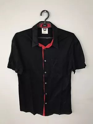 Women’s XL/UK14/EU44/US12 Versace Versus Black Buttons Up Cotton Red Edge Shirt • $39.99