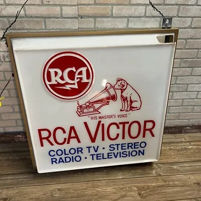 Vintage RCA Victor Radio Television Sign Plastic Double-Sided Sign • $524.99