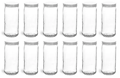 8 Ounce Glass Tall Mason Canning Jars 58mm Mouth - With White Metal Lids - Ca... • $32.98
