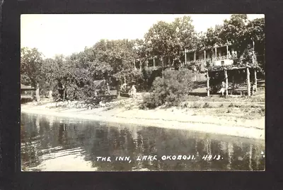 Arnolds Park Iowa IA 1941 RPPC The Inn At Okoboji Old Main Lodge On Lakeside • $11.98