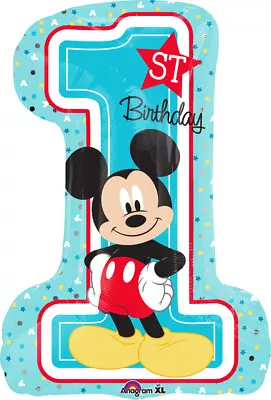 (1) Boy #1 1st First Mickey Mouse 28  Birthday Polka Dots Party Mylar Balloon • $9.25