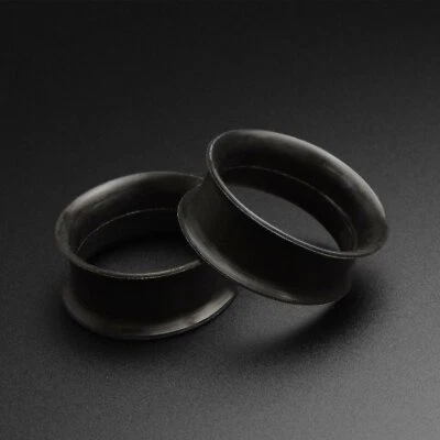 £5.99 • Buy Silicone Ear Tunnels | Ultra Thin Black Silicone Double Flare Tunnel | SIBJ 