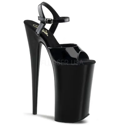 10  Inches Black Platform Stripper High Heels Lady Gaga Pole Dance Shoes Pleaser • $97.95