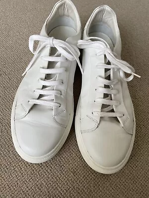 Massimo Dutti Men’s White Leather Sneakers Trainers UK 10 EU 44 • £30