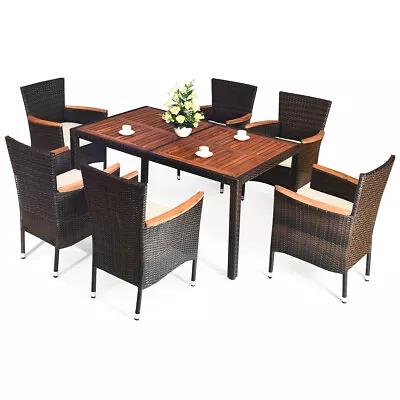 7PC Rattan Wicker Table Chair Set Garden Patio Outdoor Dining Furniture Set Kit • $469.99