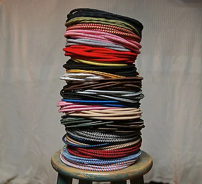 20' Cloth Covered Round Electrical Cord - Vintage Fabric Braid Lamp Pendant Wire • $33.87