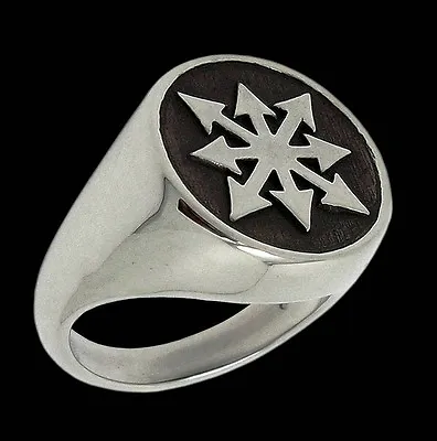 $117 • Buy 925 Sterling Silver Chaos Ring All Sizes Chaos Symbol - Chaos Star Biker Jewelry