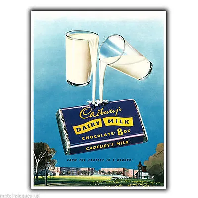 CADBURY DAIRY MILK Vintage Retro Advert METAL WALL SIGN PLAQUE Poster Print • £4.45