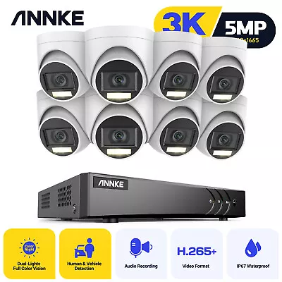 ANNKE H.265+ 8CH DVR 5MP Color Security Camera System Audio Recording AI Outdoor • $220.99