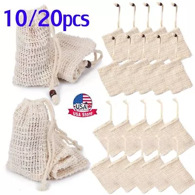 10/20x Natural Sisal Soap Bag Soap Saver Net Mesh Exfoliator Foaming Pouch Soft • $15.17