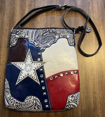 P&G Tote Bag Shoulder Purse Patriotic Texas Star Leather Flag Bag • $28.49