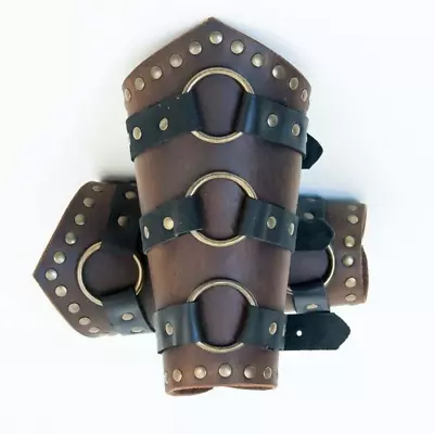 Leather Arm Bracer For LARP Cosplay Medieval Costume Decorative O-ring Steampunk • $87.50