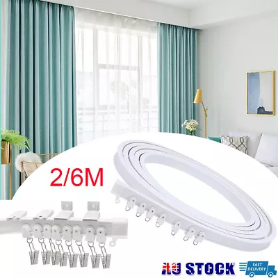 Flexible Ceiling Curtain Track Bendable Rod Rail Set Window Caravan Straight Bay • $21.59