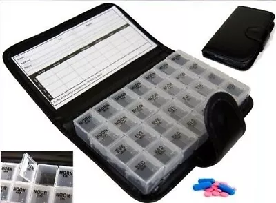7 Day Pill Leather Pill Organiser Medicine Wallet Storage Travel Dispensor Box • £4.65