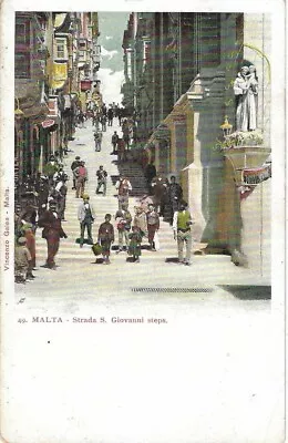 Malta - Strada S. Giovanni Steps -Vintage - New Postcard • £1.20