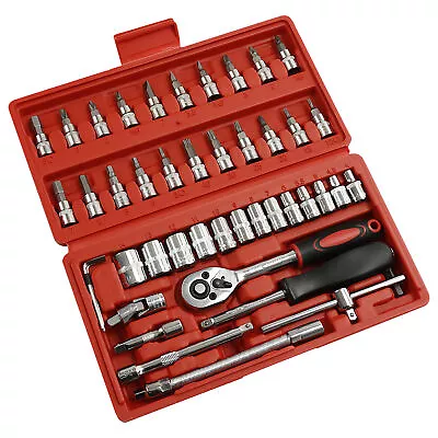 46PCS 1/4  Ratchet Wrench Combination Socket Tool Set Kit Auto Car Repair Tool • $15.19