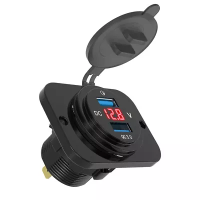 12V 4.2A Dual USB Car Charger Port Red LED Volt Meter Panel For Truck UTV Boat • $11.39