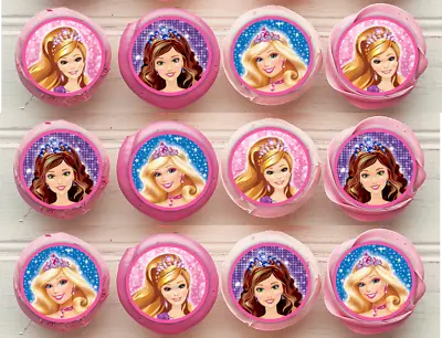 24x EDIBLE Barbie Princess Wafer Paper Circle Cupcake Cookie Toppers Uncut 4cms • $7.99
