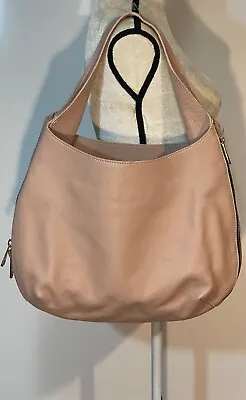 VERA PELLE Mauve Pebbled Leather Zip Top Hobo Handbag Made In Italy • $35