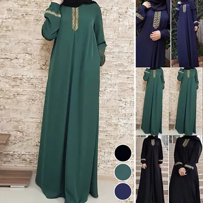 Muslim Ladies Dresses Abaya Prayer Maxi Dress Kaftan Jilbab Islamic Arab Robe • £10.88