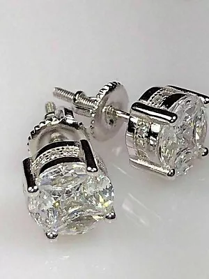 2Ct Round Cut Diamond Lab-Created Women's Stud Earrings 14K White Gold Plated • $34.99