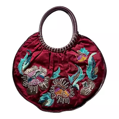 Bagteria Designer Vintage Purse W/Hand Embroidered Floral Design ONE OF A KIND! • $27