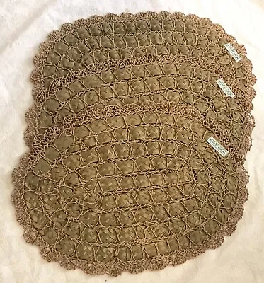 Vtg Set Of 3~Handmade Italy Woven Placemats~Hallie St. Mary~Chipwood Paper Rope • $12