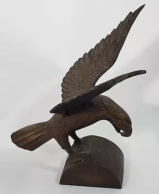 Vintage Brass Eagle Figurine Statue Sculpture Metal 9'' Still Has Old Sicker • $52