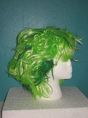 NEW Neon GREEN Feather Accent WIG Punk Rock Anime Sexy Zombie Costume • $6