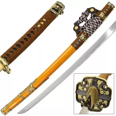 Brown Orange Ceremonial Tachi Katana Through Hardened Samurai Sword (Functional) • $163