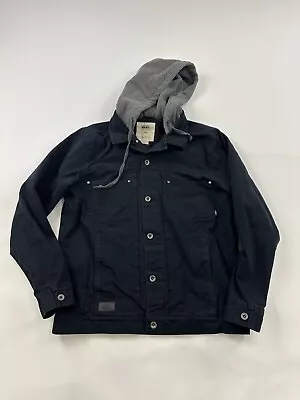 Vans Jacket Mens Large Black Hooded Denim Button Up • $29.83