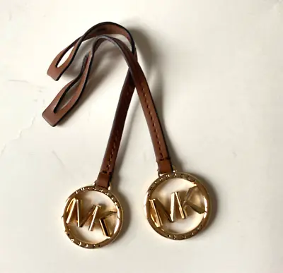 NEW 2 Michael Kors Gold MK Logo Charm Medallion Brown Leather 8.25  • $34.99