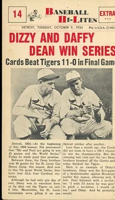 1960 Nu-Card Baseball Hi-Lites #14 Dizzy And Daffy Dean Win Series Cardinals • $20