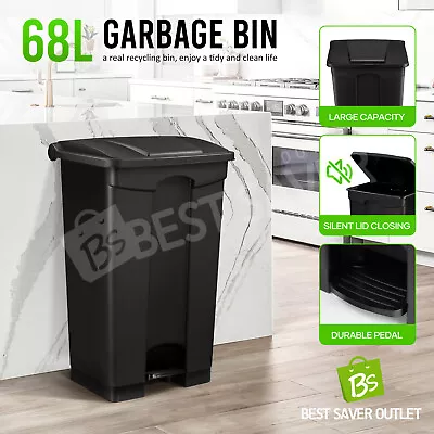 68L Rubbish Bin Kitchen Compost Dustbin Garbage Trash Waste Recycling Can Pedal • $79.79