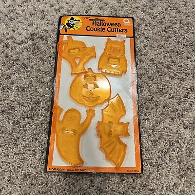 Lot 5 Vintage Amscan Halloween Cookie Cutters Translucent Orange Plastic • $8.99