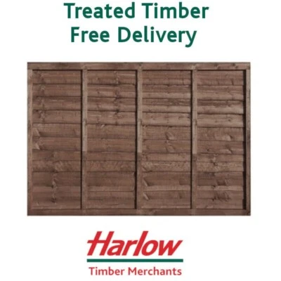 £95.49 • Buy Garden Fence Lap Panels 6x3 6x4 6x5 6x6 Heavy Duty Dark Brown Waney Feather Edge