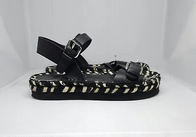 $59.99 • Buy Paloma Barcelo Espadrille Black Vegan Leather 1.5  Platform Sandals 38 / US 7.5