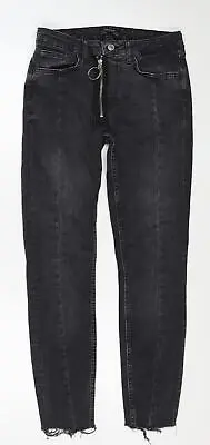 Zara Womens Black Cotton Straight Jeans Size 8 Regular Zip • £7.25
