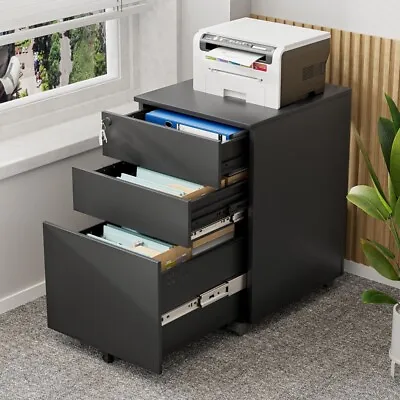 3 Drawer Vertical Metal Mobile Filing Storage Cabinet W/ Wheels&Lock(Assembled.) • $99.99