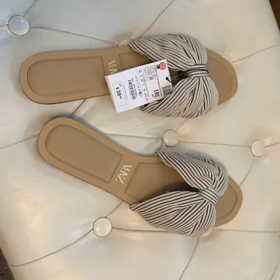 ***NWT*** Zara Bow Sandal Slides Shoes Flats Womens Sz 9 • $28