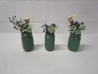 Lot #2  - 3 Handmade Mason Jars Wedding Table Centerpieces  • $19.99