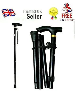 Lightweight Easy Folding Aluminium Walking Stick Walking Cane Height Adjustable  • £5.99