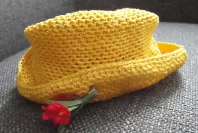 Vtg 1996 American Girl Yellow Crocheted Hat W/flower Pin From Coulotte Dress • $11.99